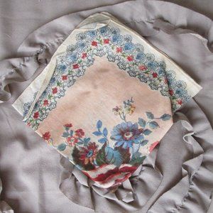 vintage screen printed linen handkerchief